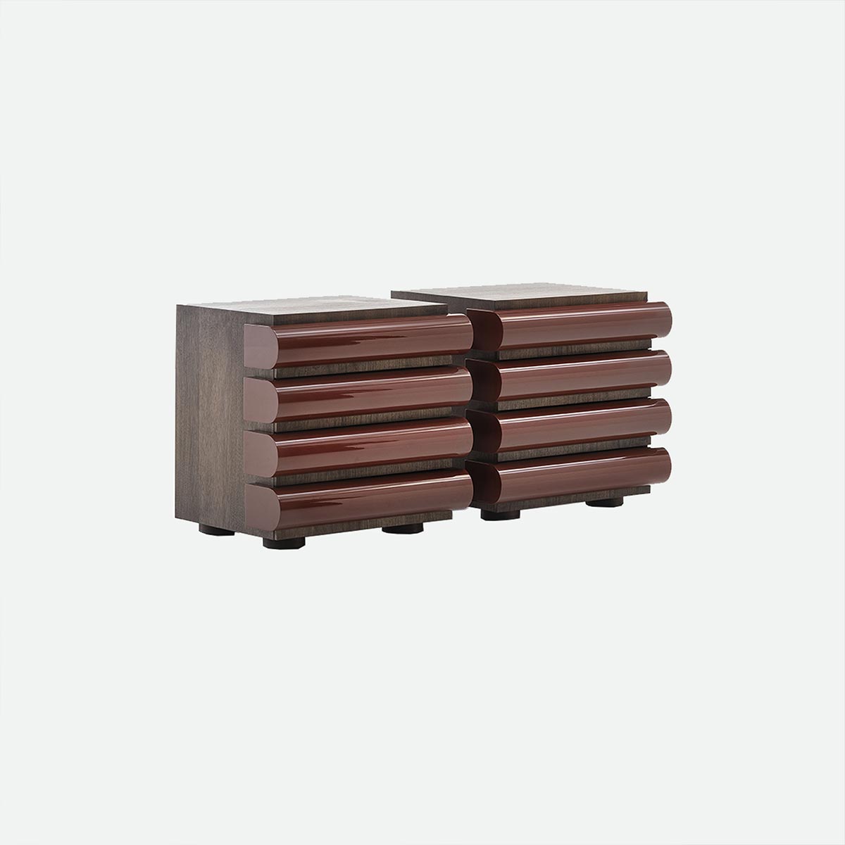 product-color-Noce/Laccato Lucido Rosso Mattone, Walnut/Glossy Brick Red Lacquered