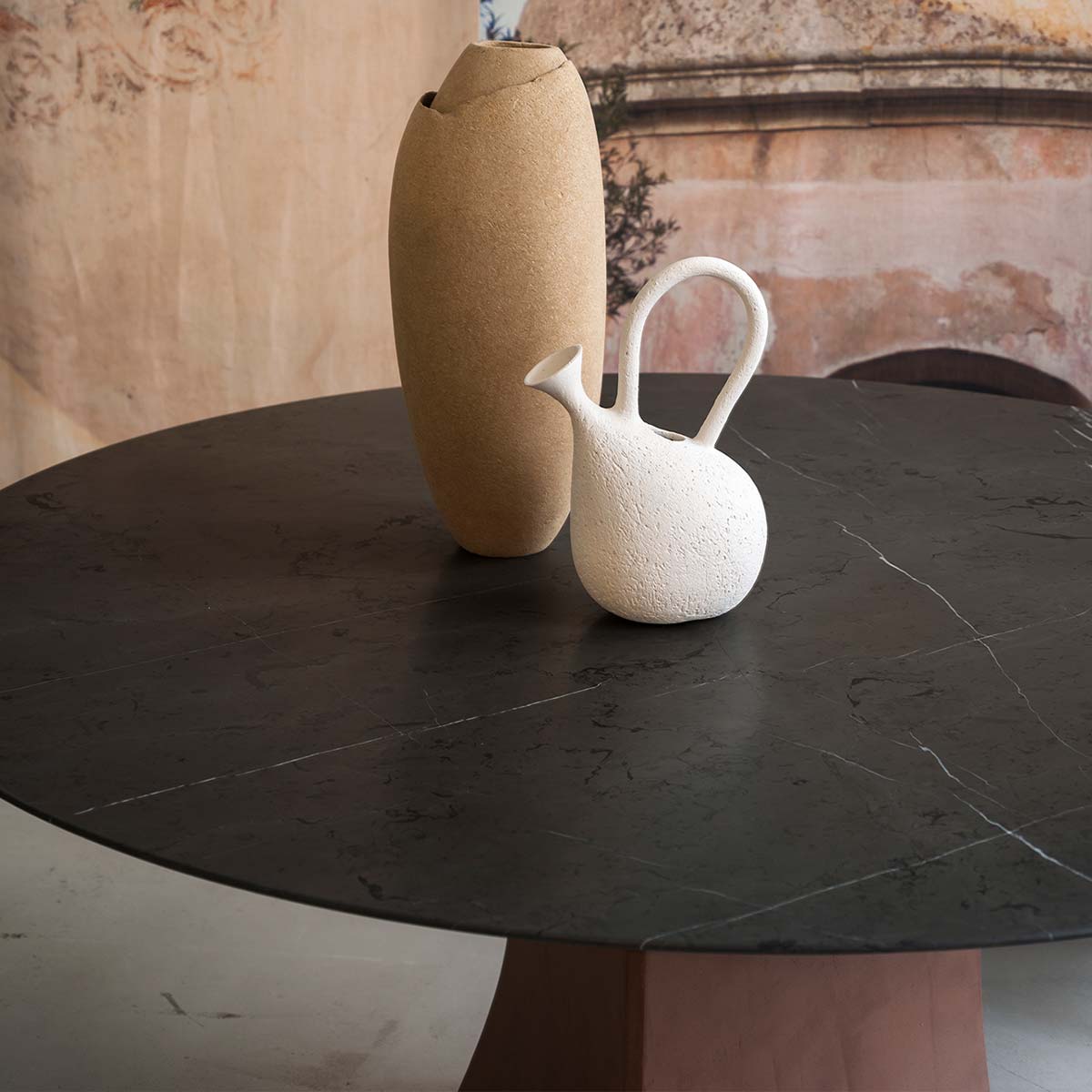 product-color-Top Pietra Grey Opaco/Base Argilla Vinaccia, Matt Grey Marble Stone Top/Burgundy Clay Effect Base