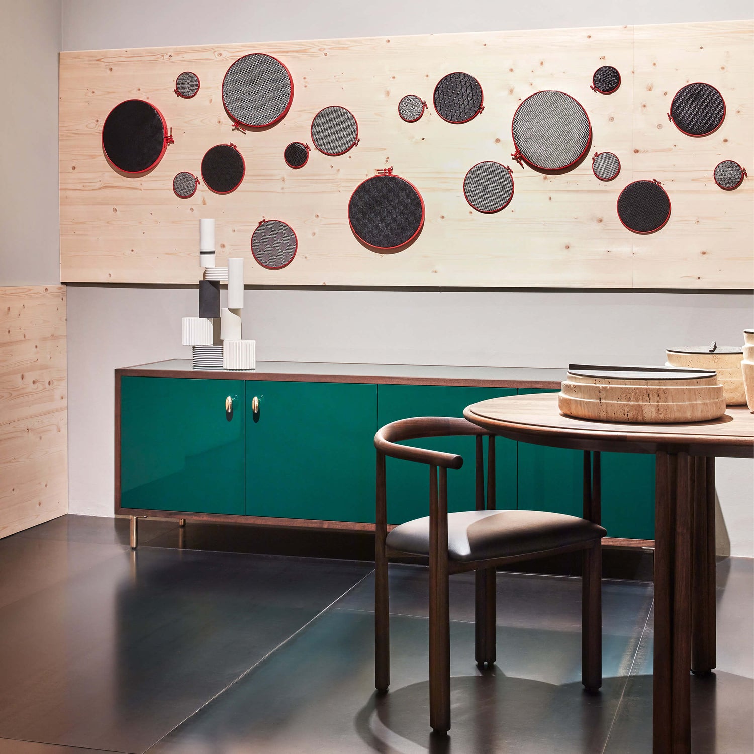 product-color-HDF Verde Foresta/Noce Oliato Nero, Green Forest HDF/Black Oiled Walnut