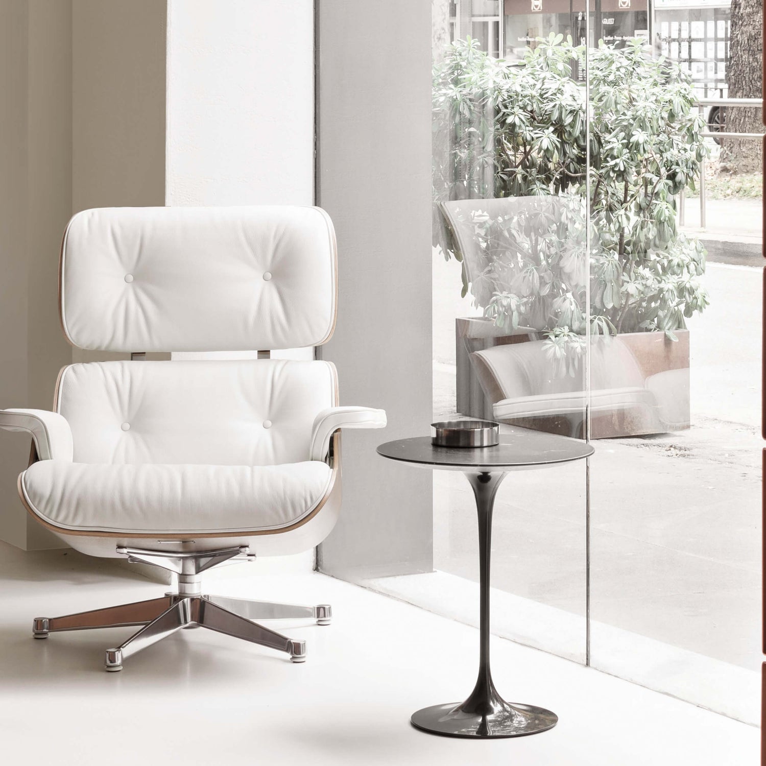 product-color-Lounge Chair & Ottoman White