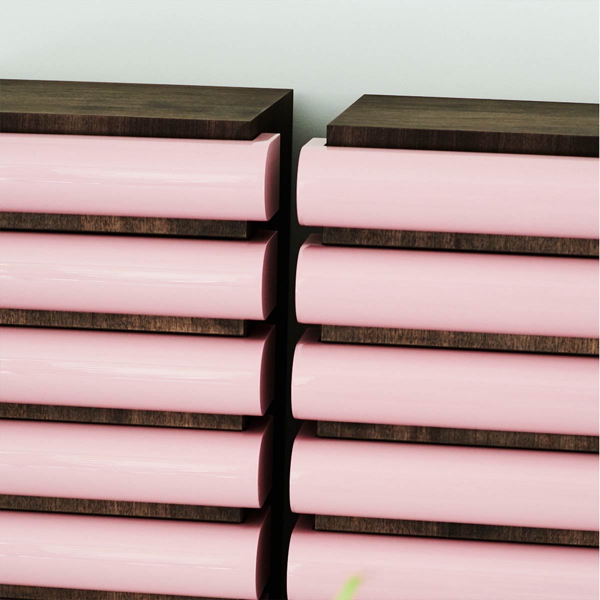 product-color-Noce/Laccato Lucido Rosa, Walnut/Glossy Pink Lacquered