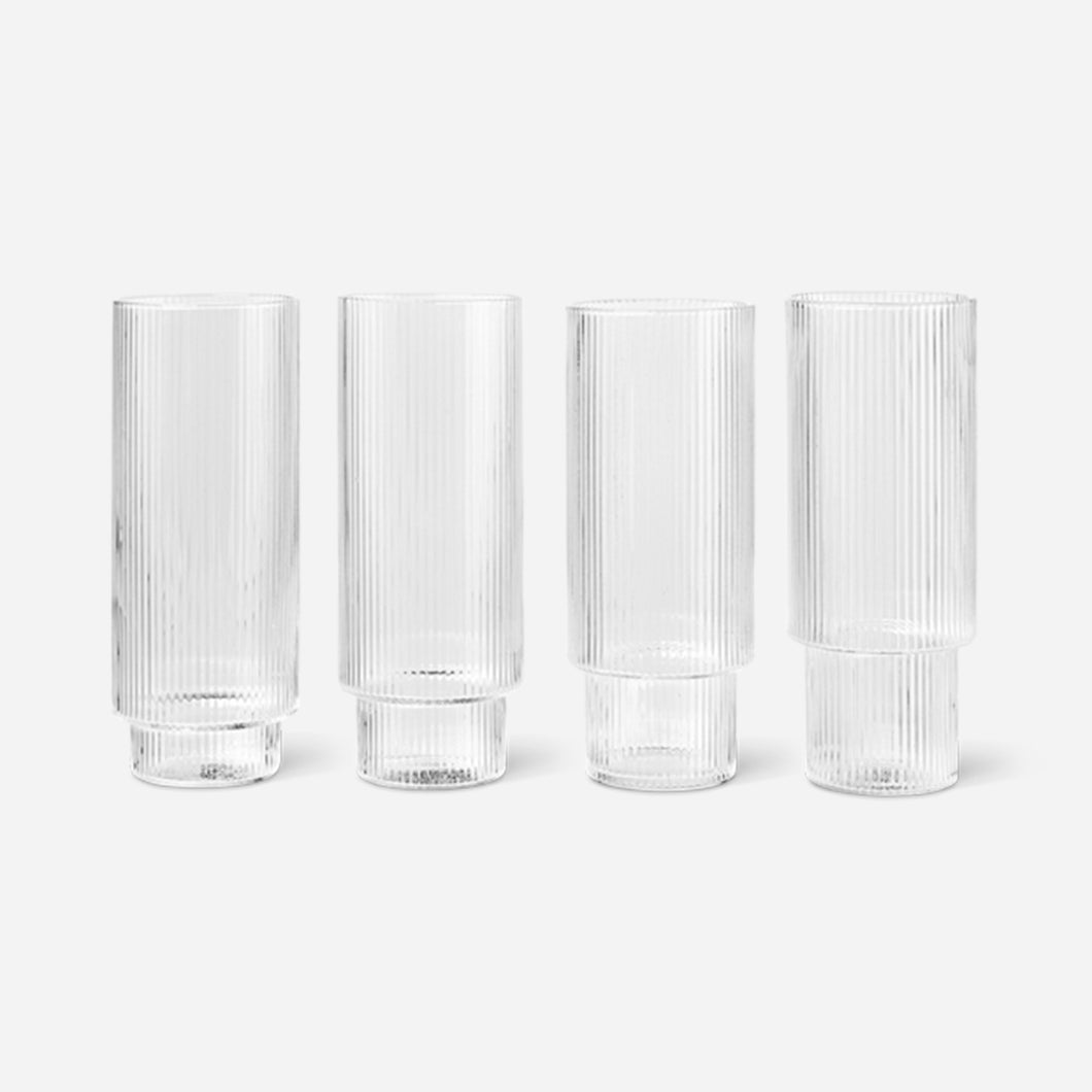 Ripple Long Drink Glasses - Set di 4